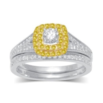 14kw 0.78tw Dia. Canary Halo Ring Set 0529062-WG