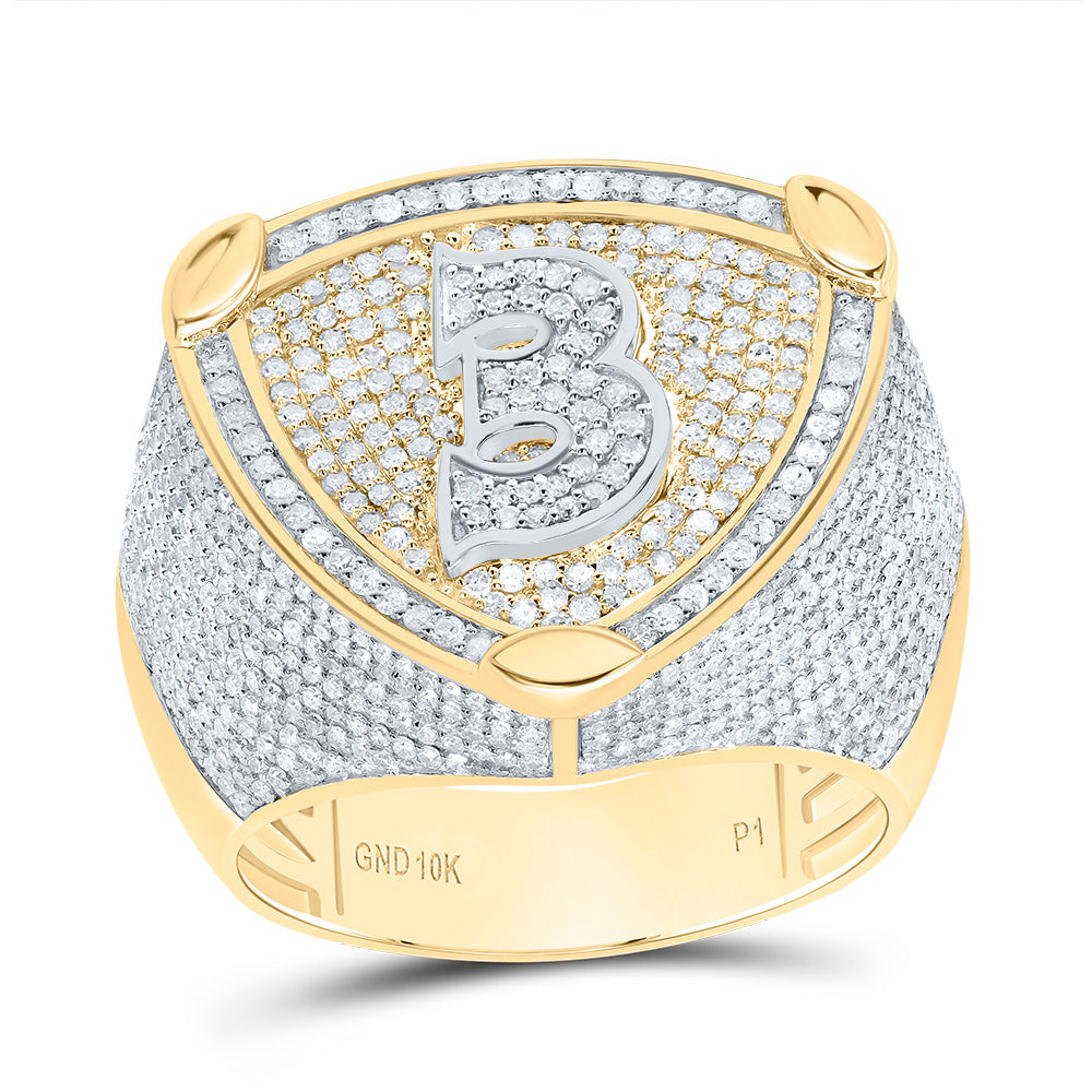 "2 CTW-NAT DIA P1 NUMBER """3""" MEN'S RING"""