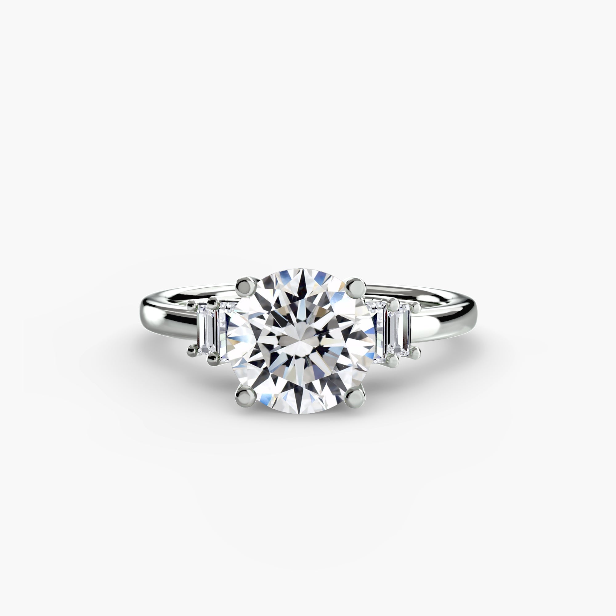 Baguette Accent Solitaire Engagement Ring available for sale at John Smeal Jewelry in Macon, GA