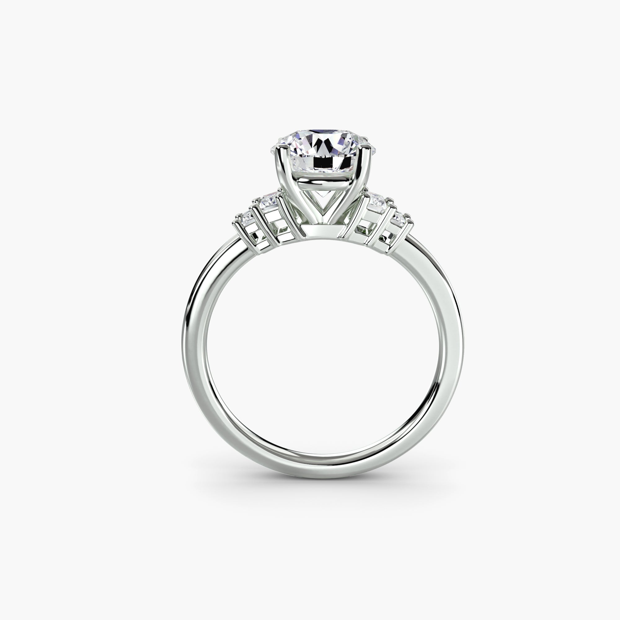 Baguette Accent Solitaire Engagement Ring available for sale at John Smeal Jewelry in Macon, GA