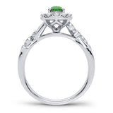 14K 0.27CT Diamond Emerald Ring