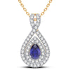 14K 0.33CT Diamond Sapphire Pendant